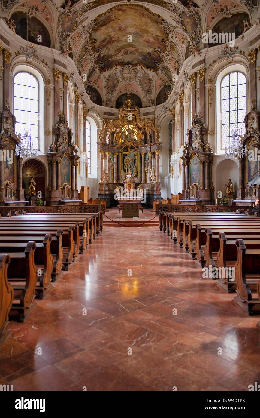 Sala coro con altare della chiesa Agostino, chiesa del seminario della diocesi di Magonza, Mainz, Renania-Palatinato, Germania Foto Stock