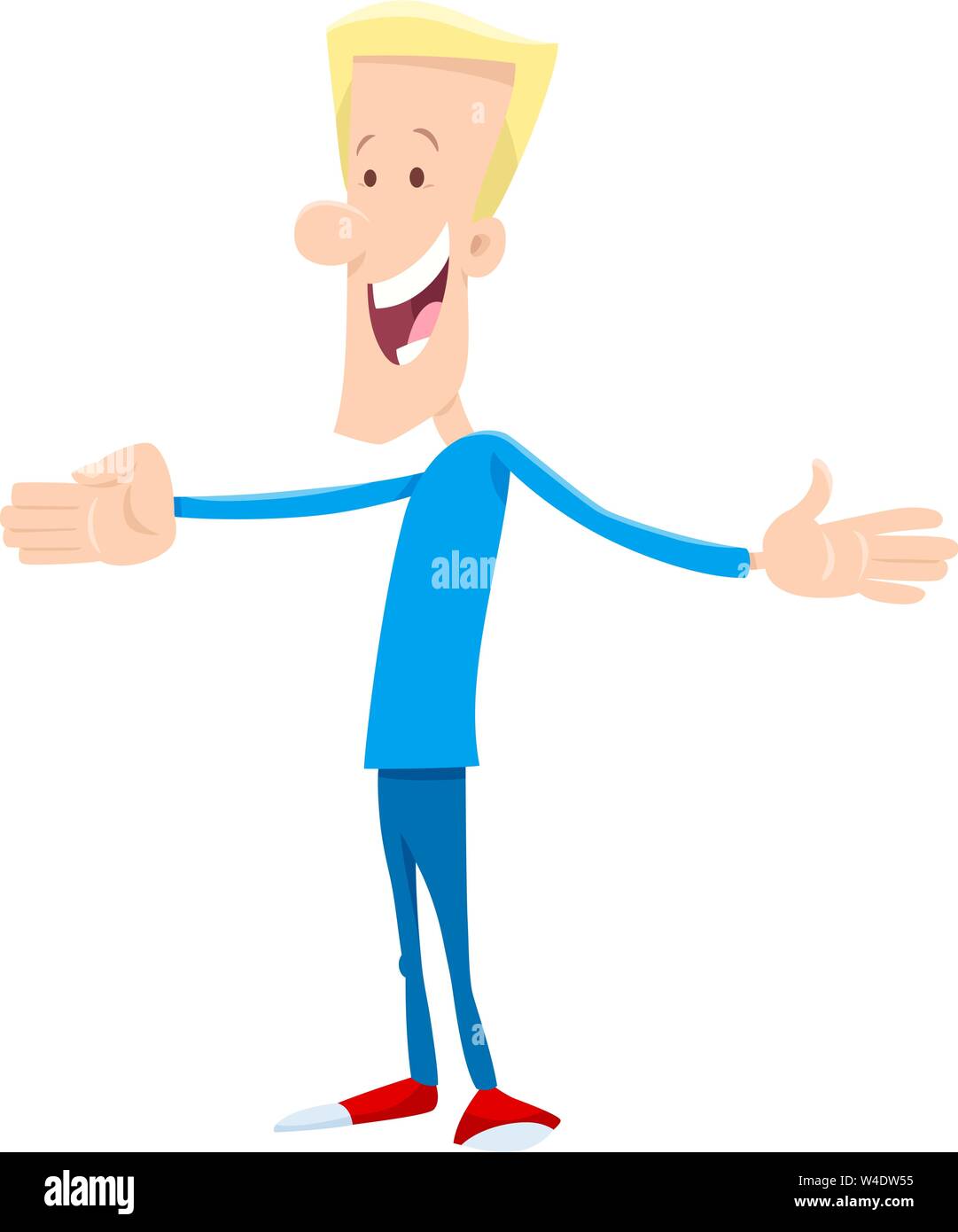 Cartoon illustrazione di Funny Man con le braccia aperte Illustrazione Vettoriale