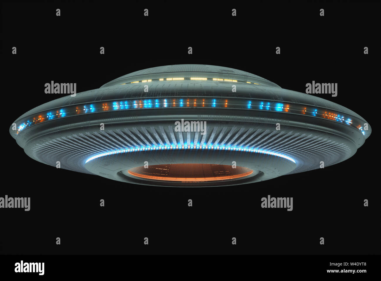 Oggetto Volante non Identificato UFO con percorso di clipping incluso. 3D'illustrazione. Foto Stock