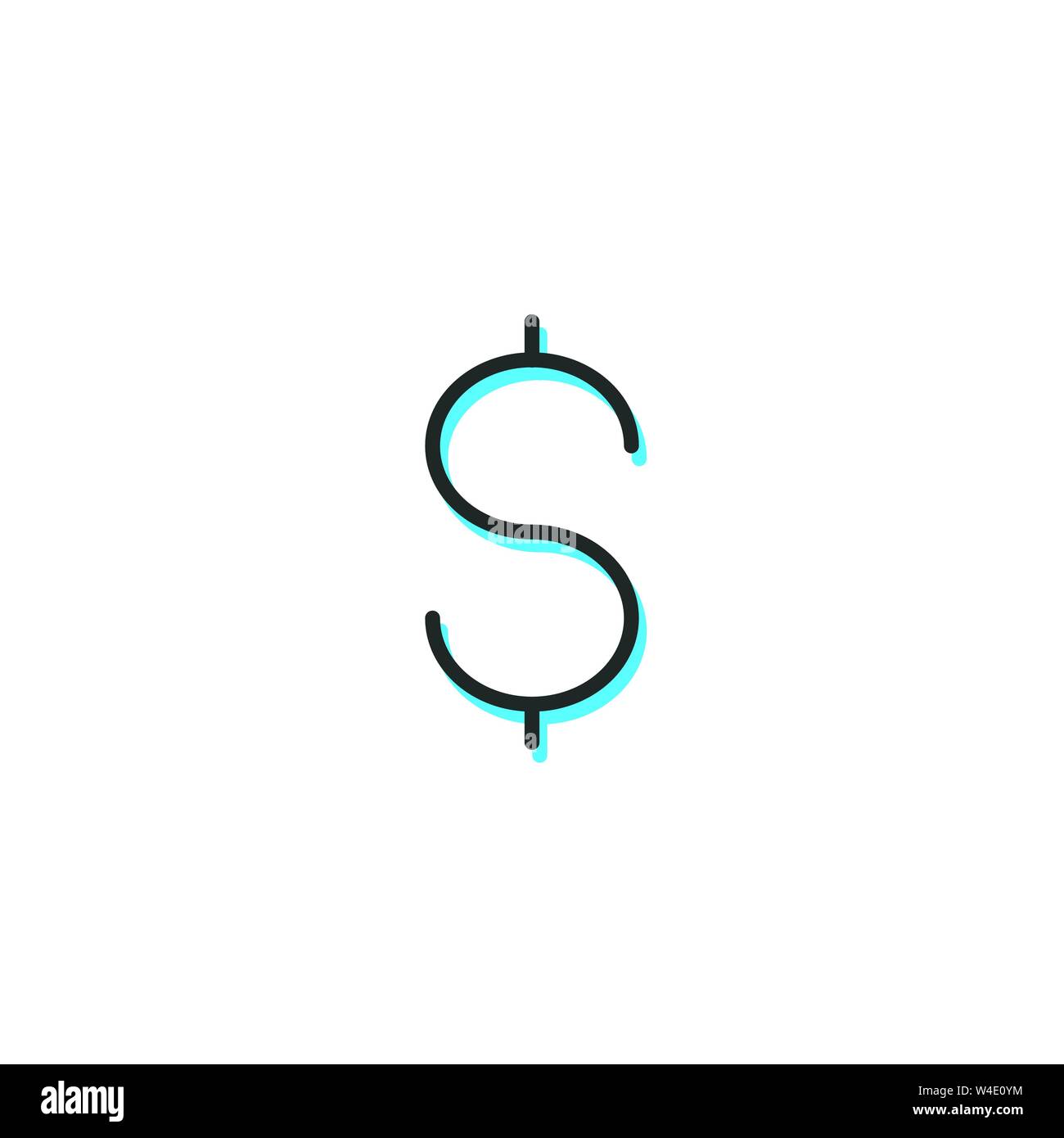 Il simbolo del dollaro Glitch icona valuta. Illustrazione di vettore isolato su bianco . Illustrazione Vettoriale