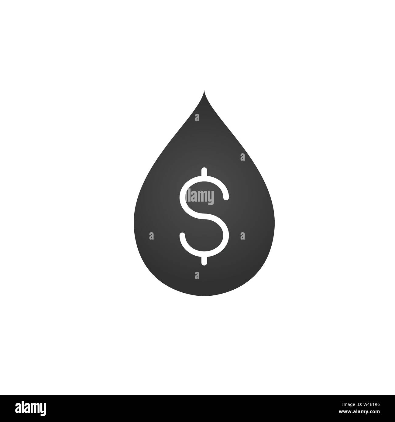 Acqua o olio goccia con il segno del dollaro. Illustrazione di vettore isolato su bianco . Illustrazione Vettoriale