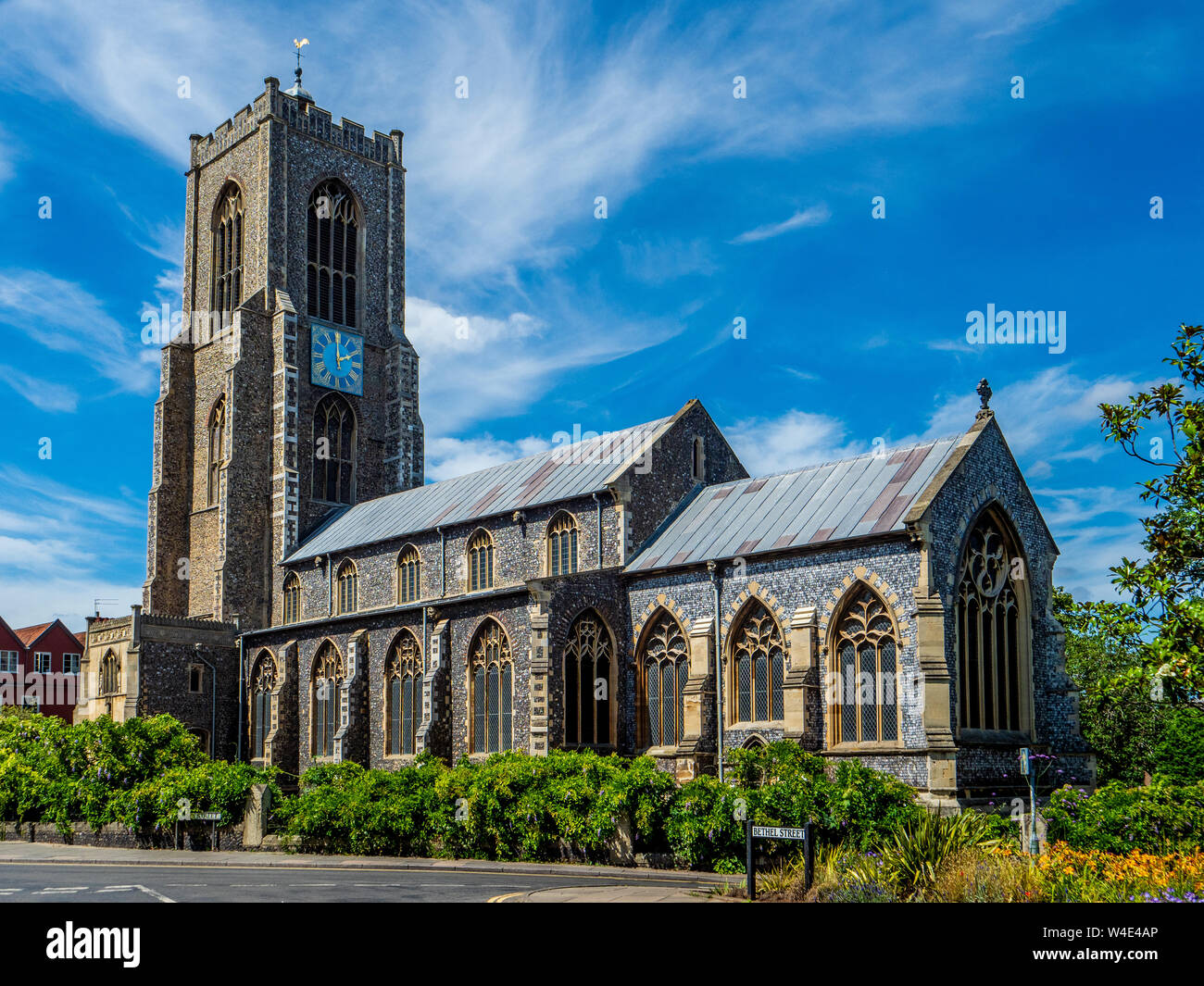 St Giles' Church Norwich è una chiesa parrocchiale di primo grado in Inghilterra, di Norwich, Regno Unito, medievale, restaurata nel C19th. St Giles sulla collina. Foto Stock