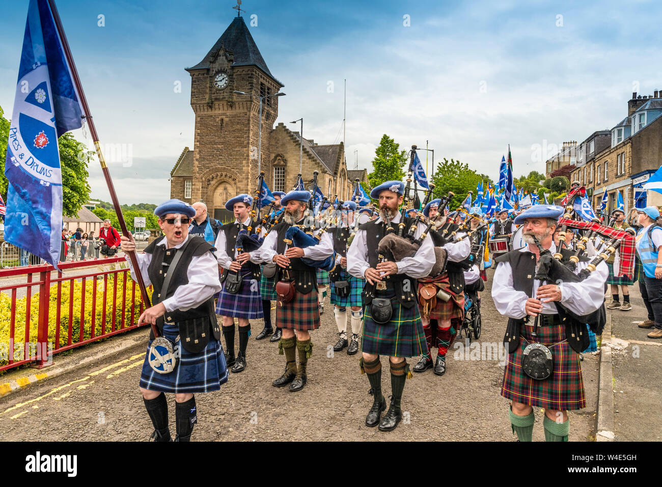 Galashiels, tutti sotto uno striscione indipendenza marzo - 2019 Foto Stock