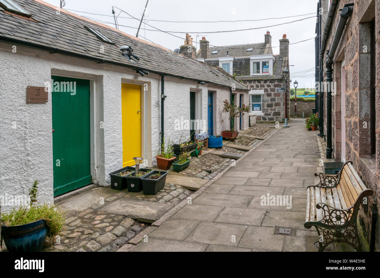 Footdee o Fittie è una vecchia comunità di pesca a est di Aberdeen Harbour, ora parte della città e una zona di conservazione. Foto Stock