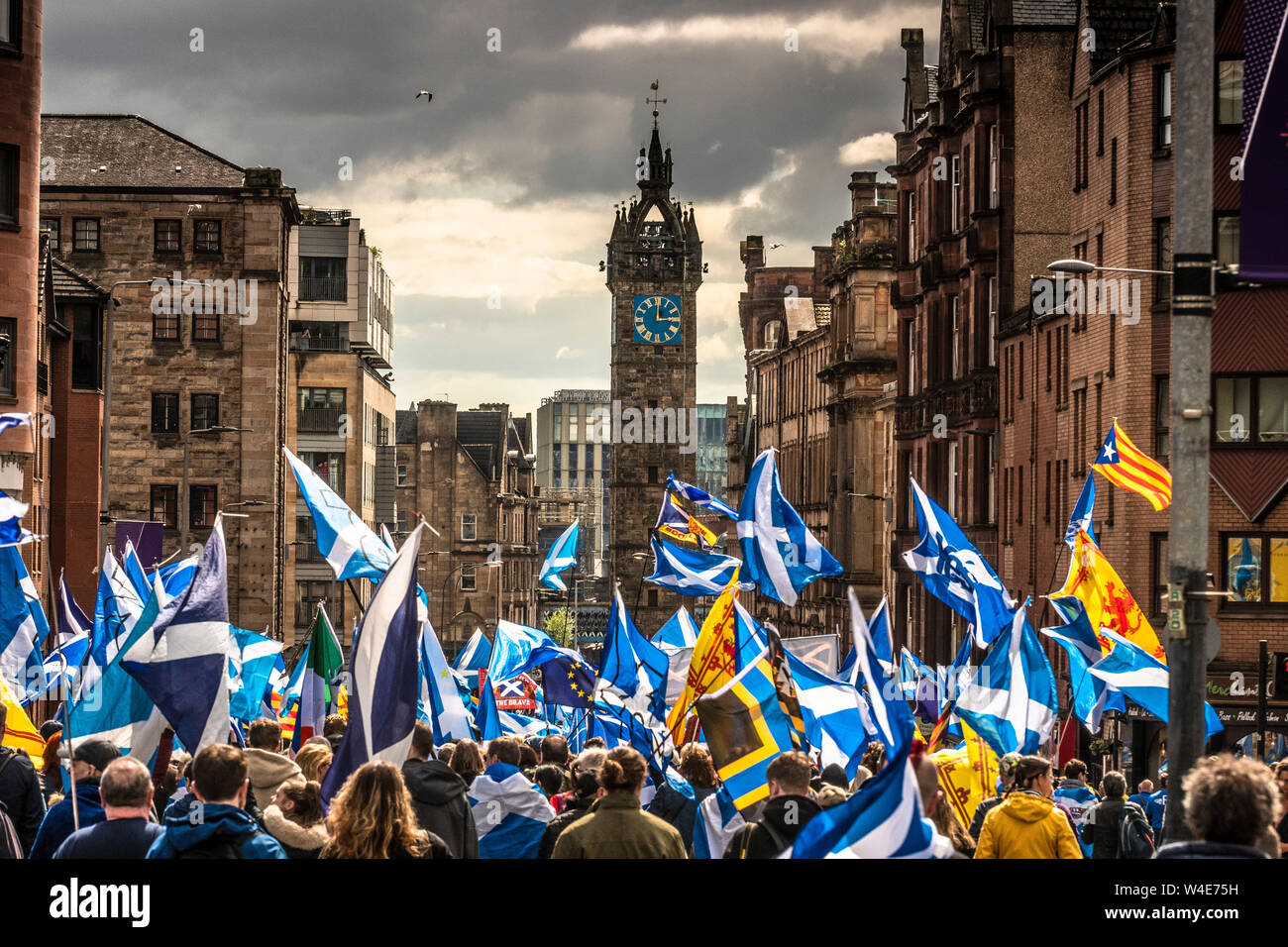 Glasgow, Tutti sotto uno striscione indipendenza marzo - 2019 Foto Stock