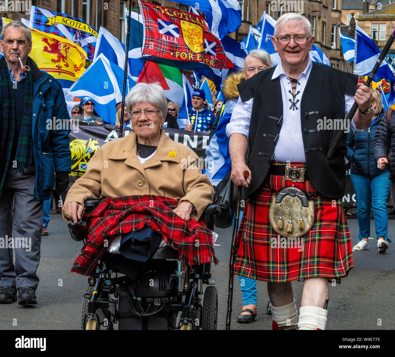 Glasgow, Tutti sotto uno striscione indipendenza marzo - 2019 Foto Stock