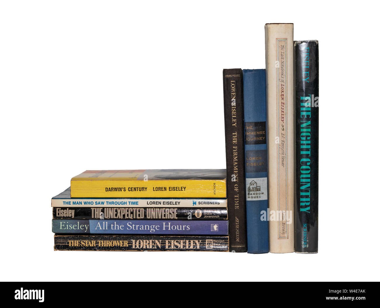Prenota IMMAGINE: raccolta di libri da Loren Eiseley, isolato su sfondo bianco. Foto Stock