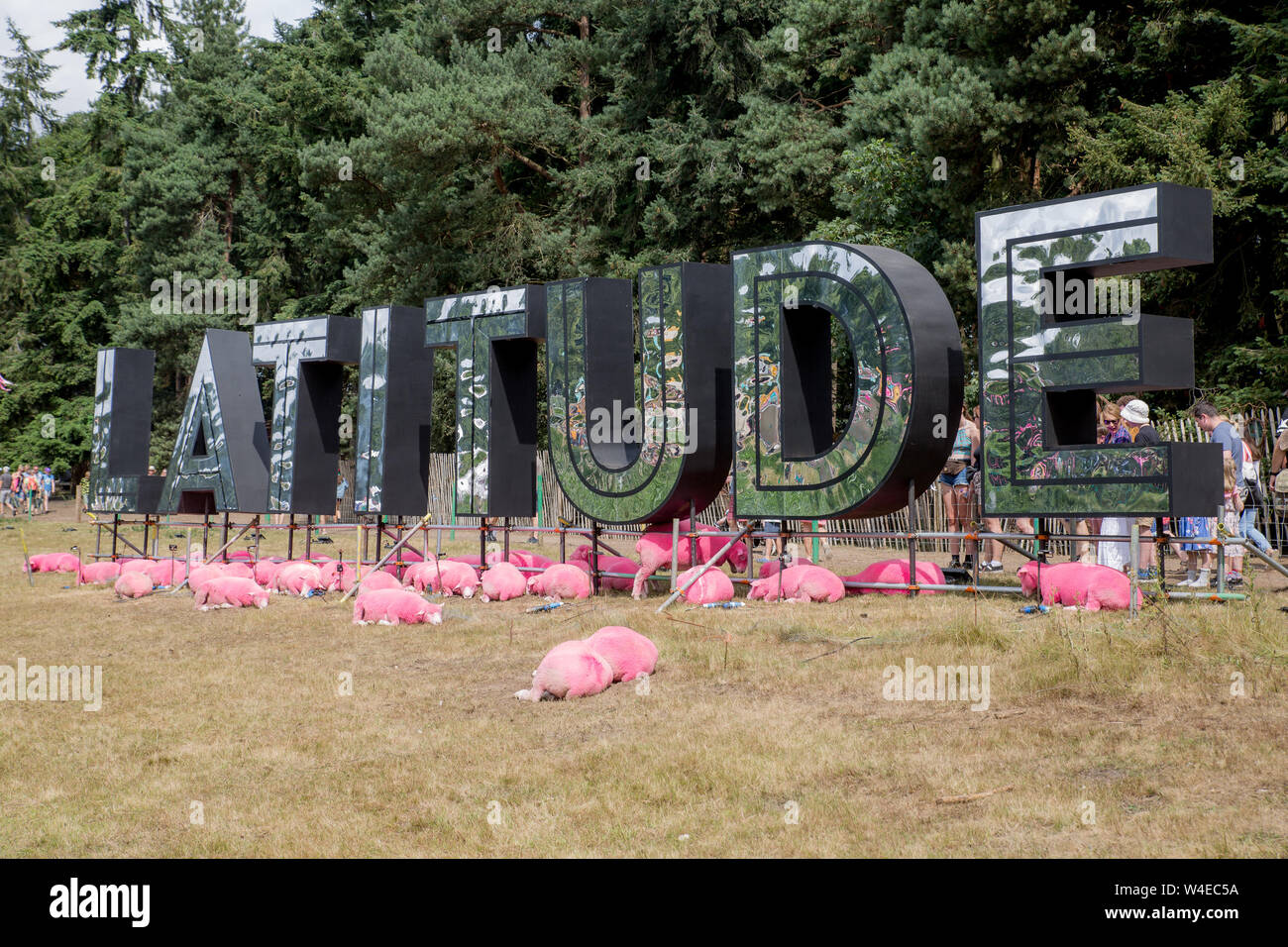 Una vista generale del giorno 3 del 2019 Latitude Festival presso Henham Park. Foto Stock