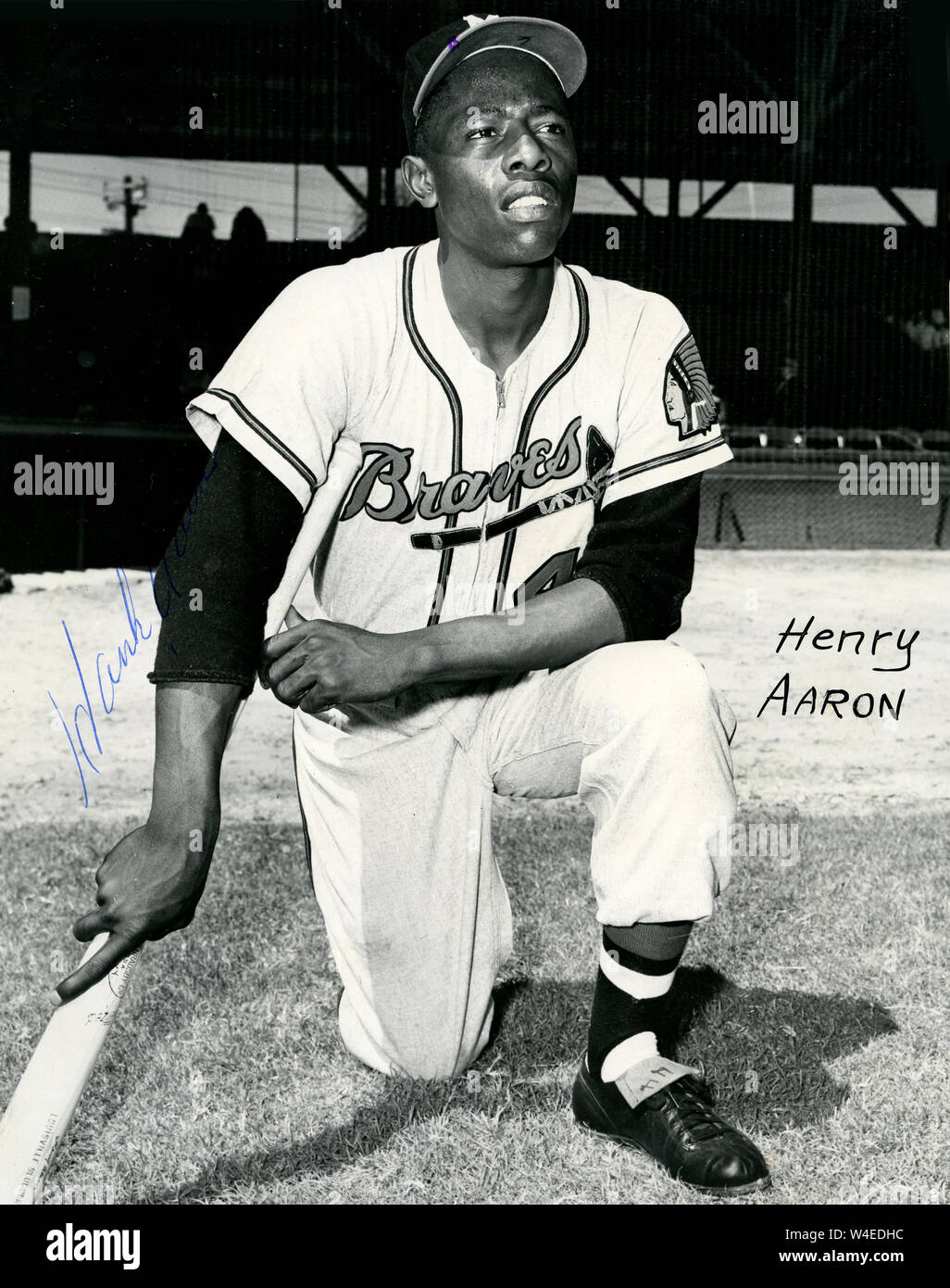 Hall of Fame giocatore di baseball Hank Aaron con il Milwaukee Braves negli anni cinquanta e sessanta. Foto Stock
