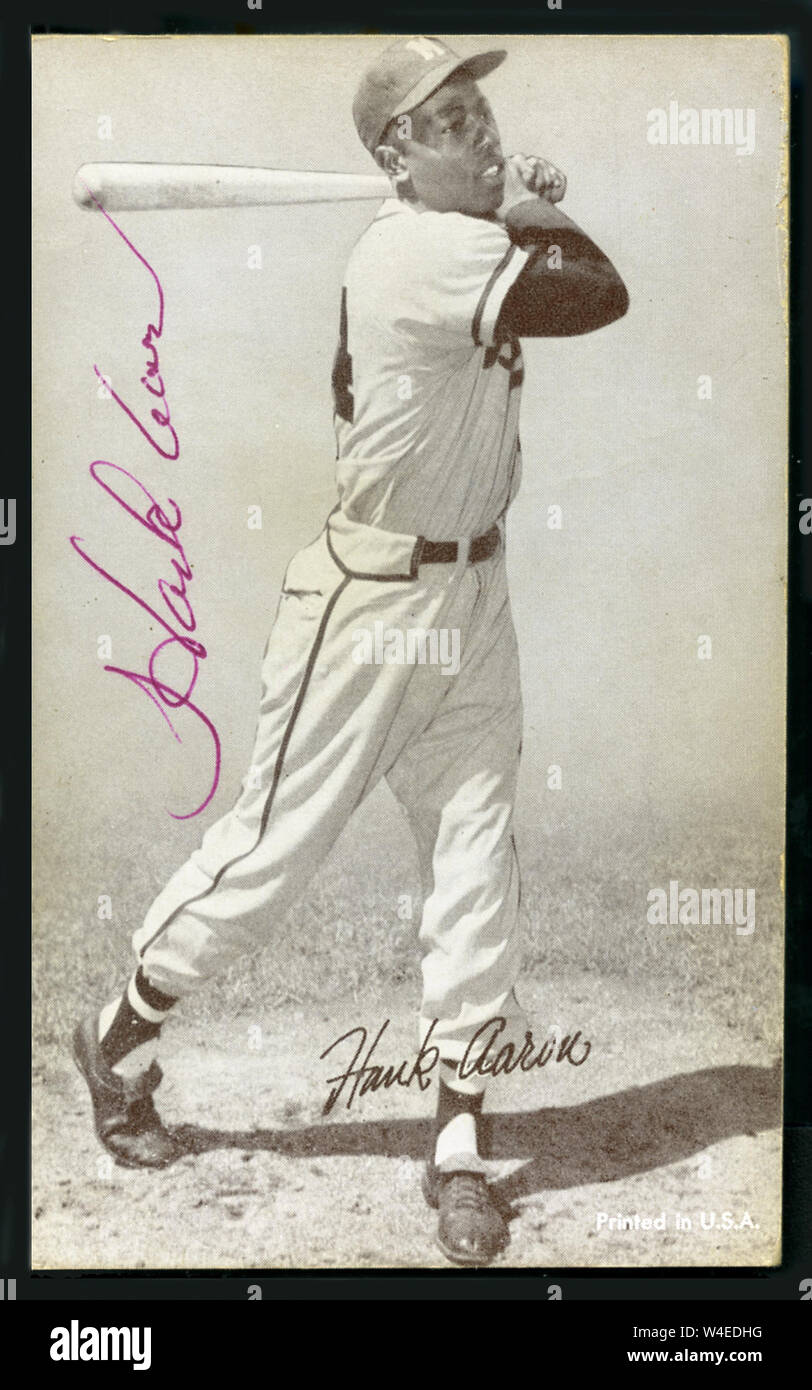 Hall of Fame giocatore di baseball Hank Aaron con il Milwaukee Braves negli anni cinquanta e sessanta. Foto Stock