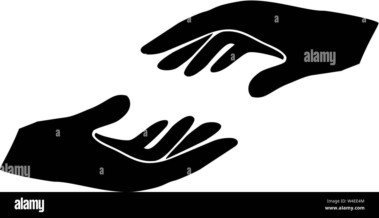 Illustrazione vettoriale di aiutare le mani. vettore silhouette di mani. Illustrazione Vettoriale