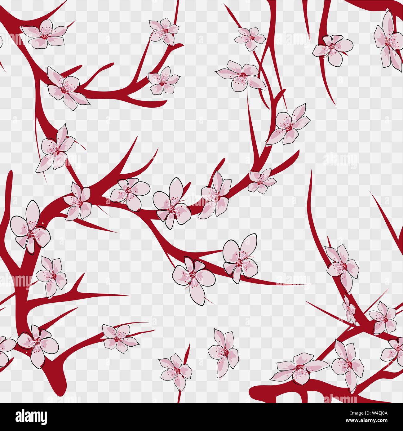 Perfetta configurazione di sfondo di rosa Sakura blossom o giapponese ciliegia flowering simbolica della molla in una disposizione casuale formato quadrato adatto per Illustrazione Vettoriale