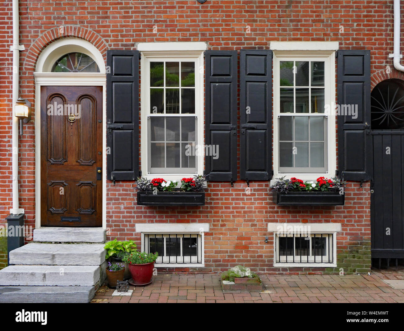 Vecchio stile coloniale americana townhouse, società Hill, Philadelphia Foto Stock