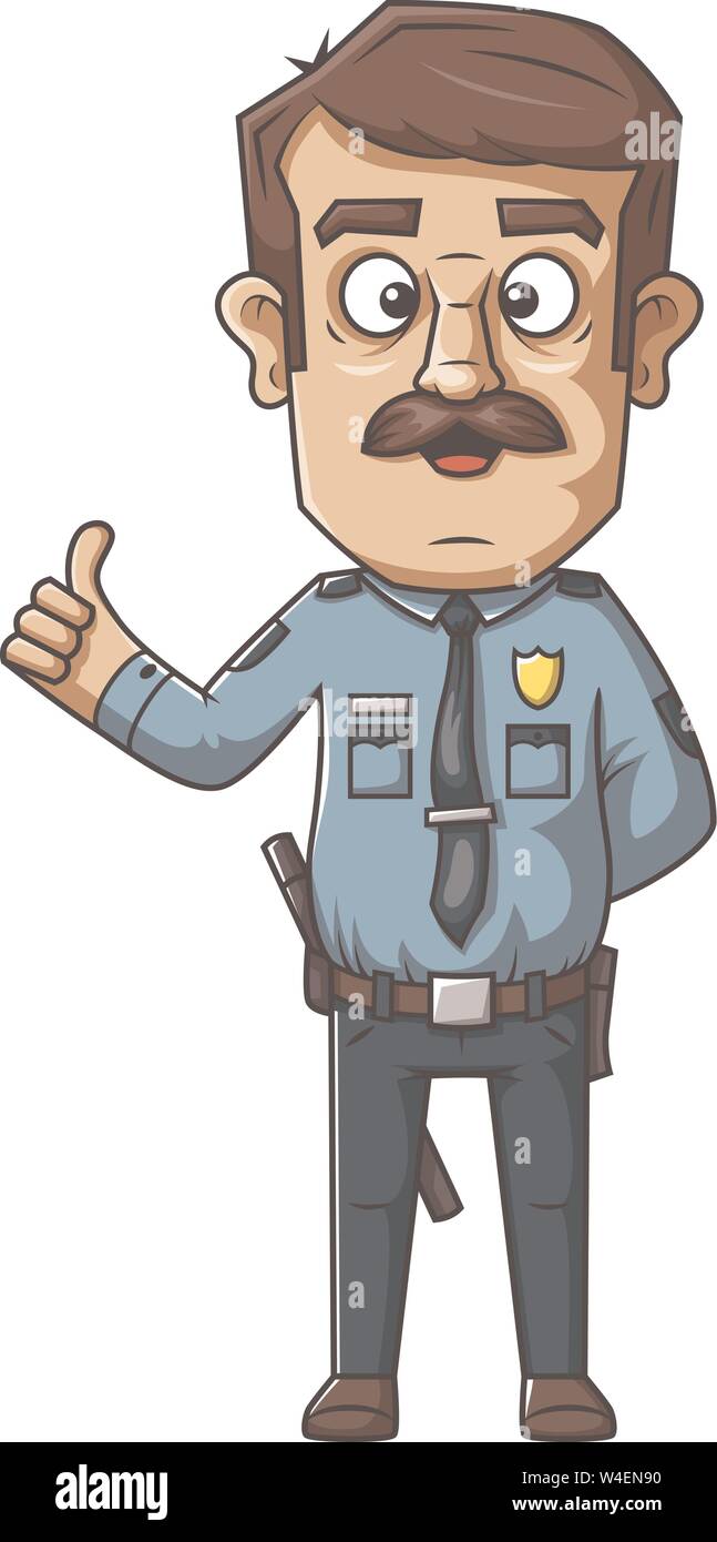 Cartoon funzionario di polizia. Disegnata a mano illustrazione vettoriale. Illustrazione Vettoriale