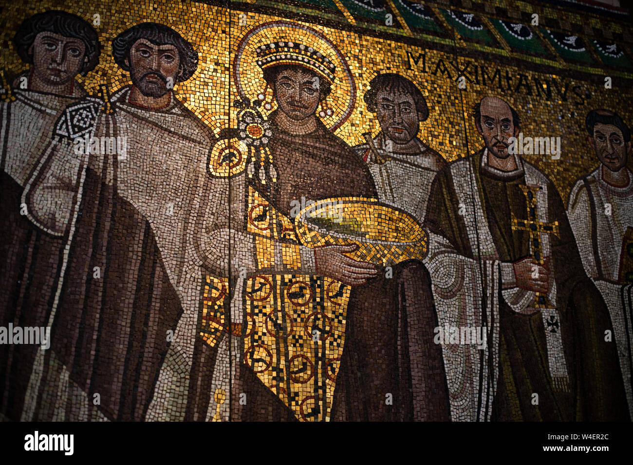 Mosaico tilework presso il Museo Bizantino di Atene, Grecia. Foto Stock