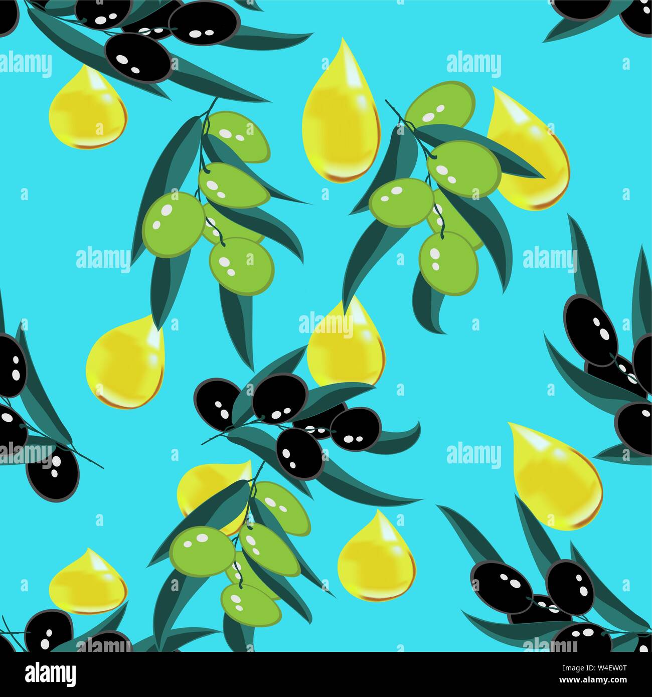 Bellissimo il ramo verde e olive nere senza cuciture e di grande design per un qualsiasi scopo Illustrazione Vettoriale