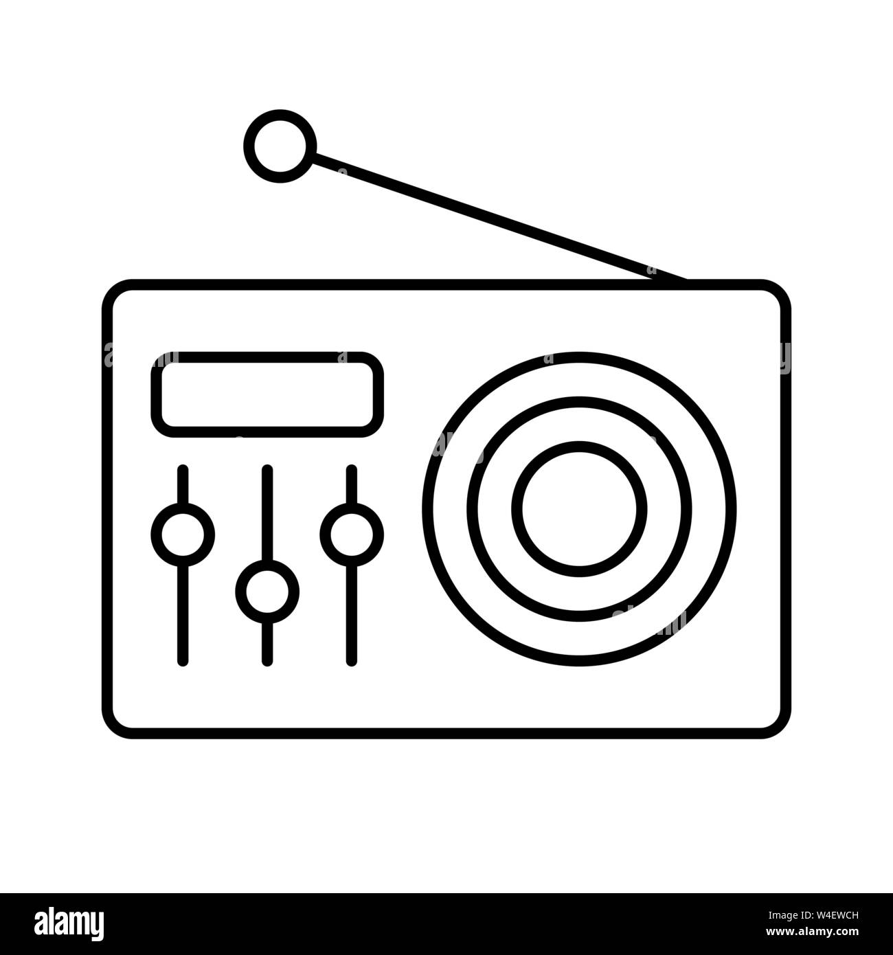 Radio FM icona logo. Emblema vintage, etichetta, badge in stile monocromatico. Vettore Illustrazione Vettoriale