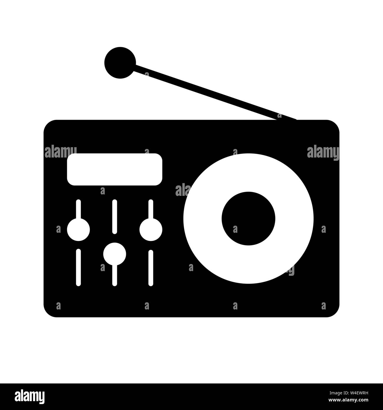 Radio FM icona logo. Emblema vintage, etichetta, badge in stile monocromatico. Vettore Illustrazione Vettoriale