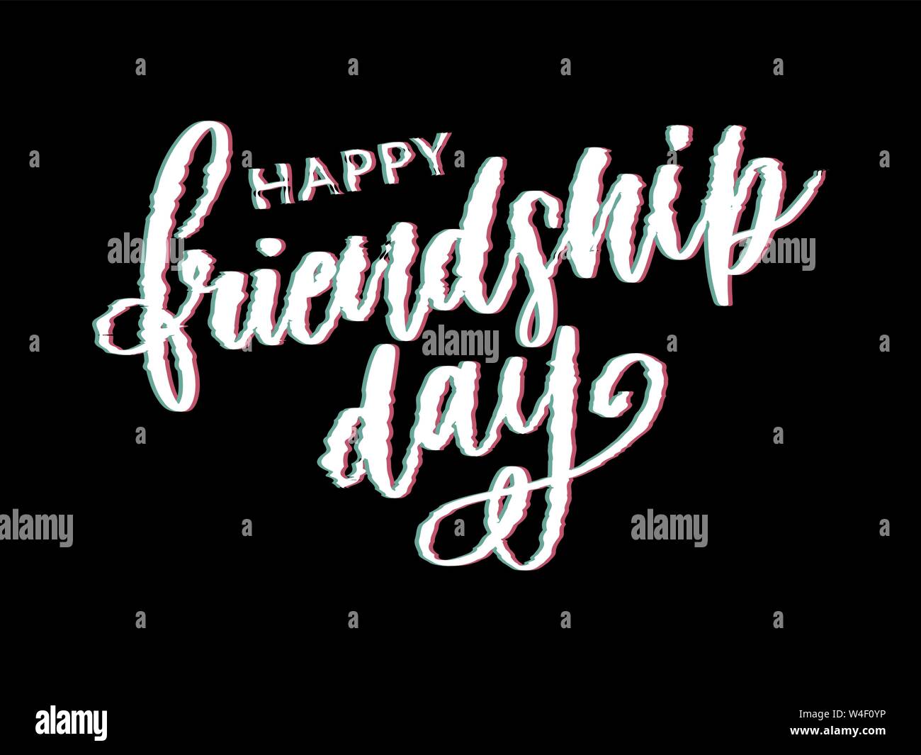 Illustrazione Vettoriale di disegnati a mano felice amicizia giorno felicitation in fashion style con caratteri di testo e di segno triangolo di colore Illustrazione Vettoriale