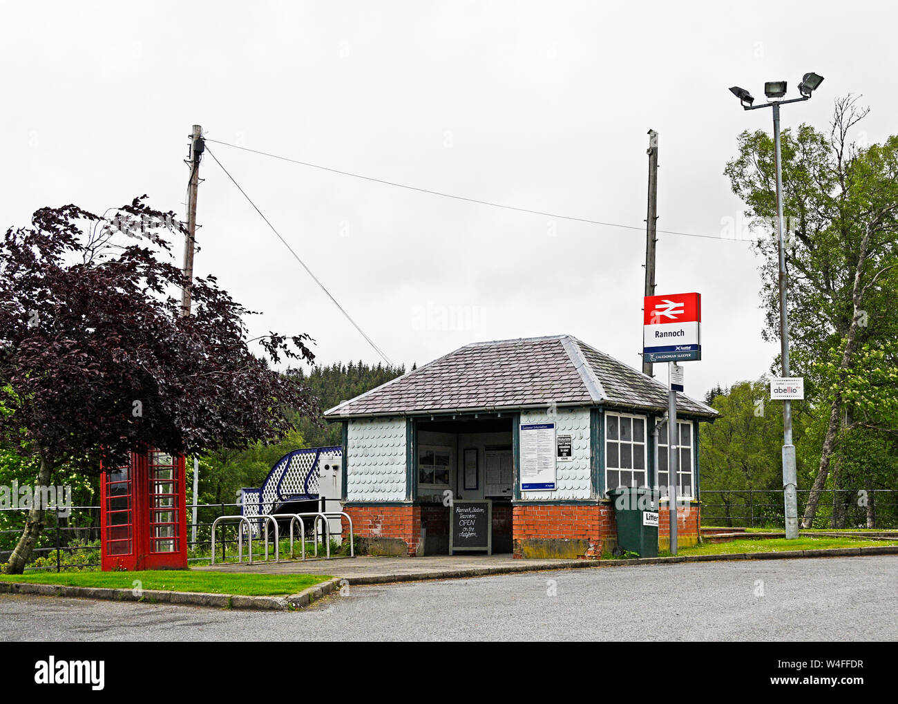 Rannoch stazione ferroviaria, Perth and Kinross, Scotland, Regno Unito, Europa. Foto Stock