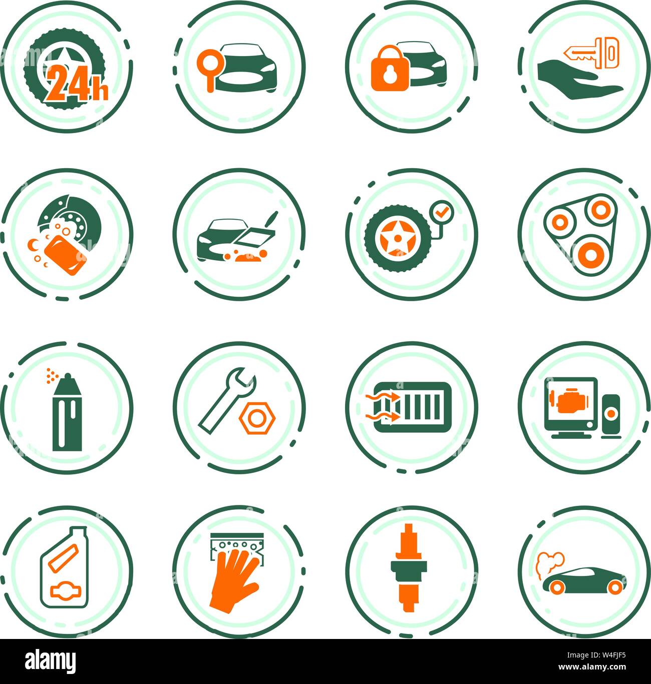 Auto shop icon set per siti web e interfaccia utente Illustrazione Vettoriale