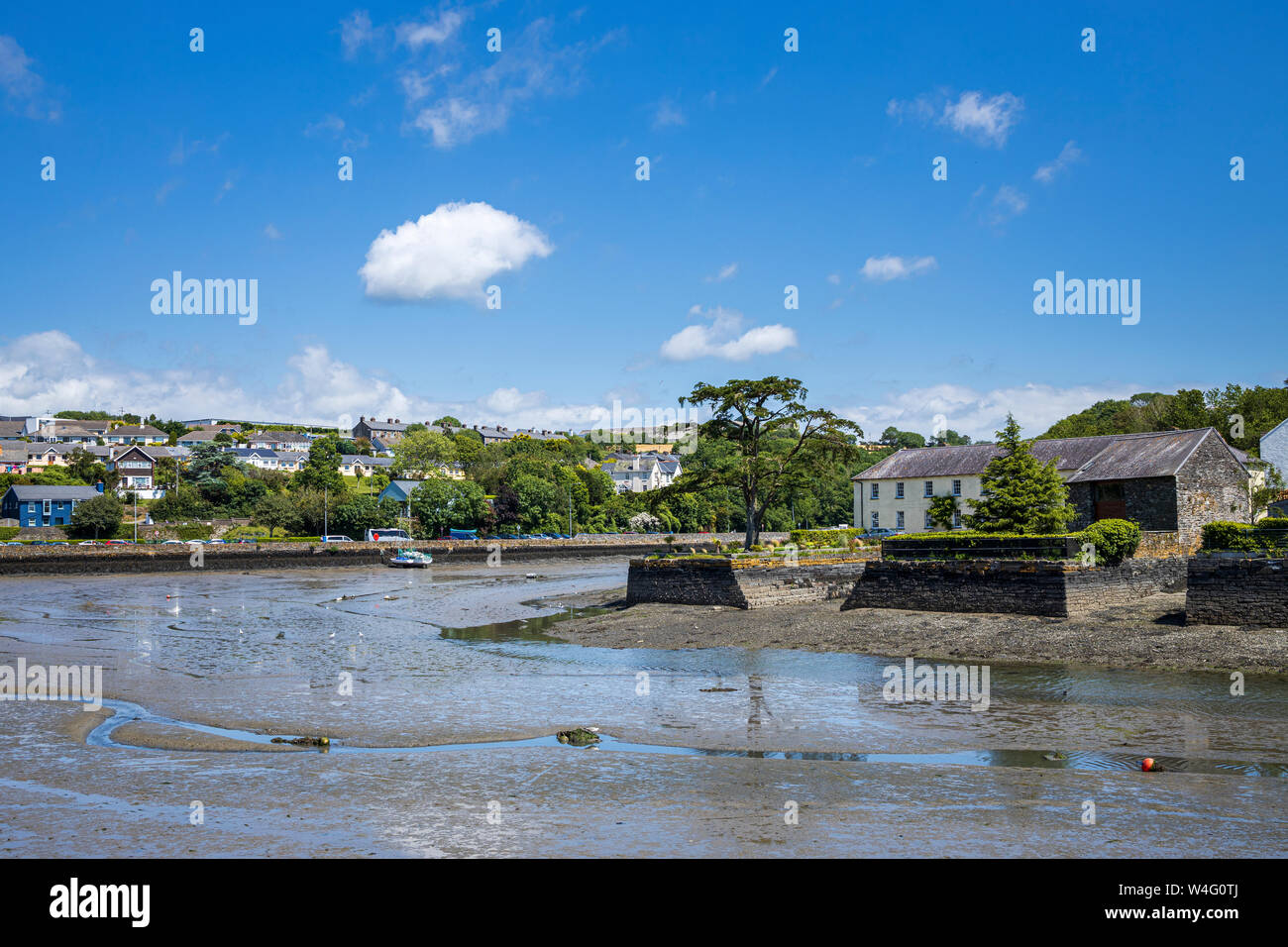 Fiume Bandon estuario a bassa marea a Kinsale, County Cork, Irlanda Foto Stock