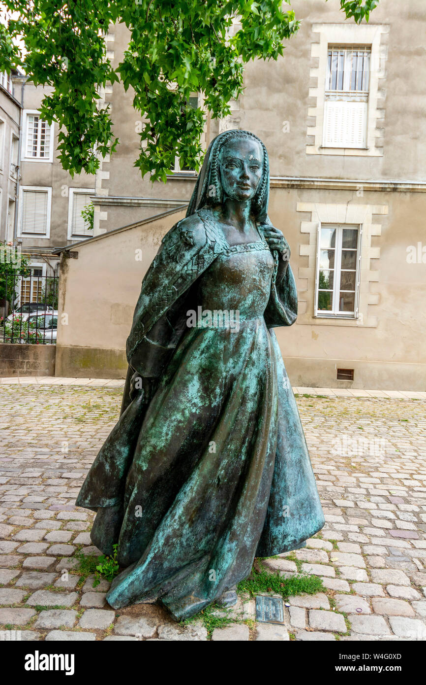 Nantes. Statua di Anne de Bretagne. Loire-Atlantique. Pays de la Loire. Francia Foto Stock