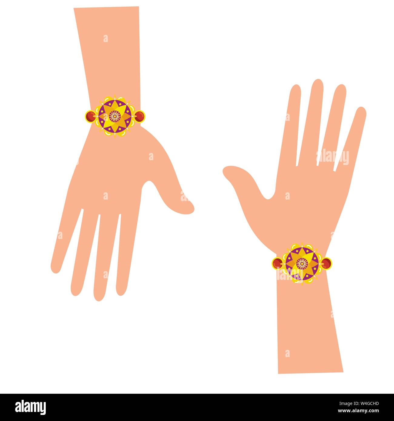 Mani con stile bohemien bracciali Illustrazione Vettoriale