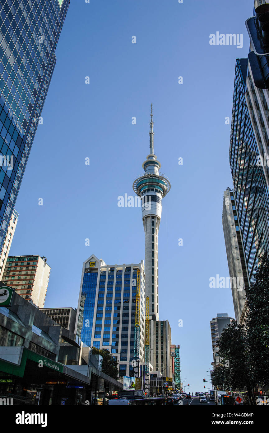 Centro di Auckland con i suoi edifici alti, Nuova Zelanda Foto Stock