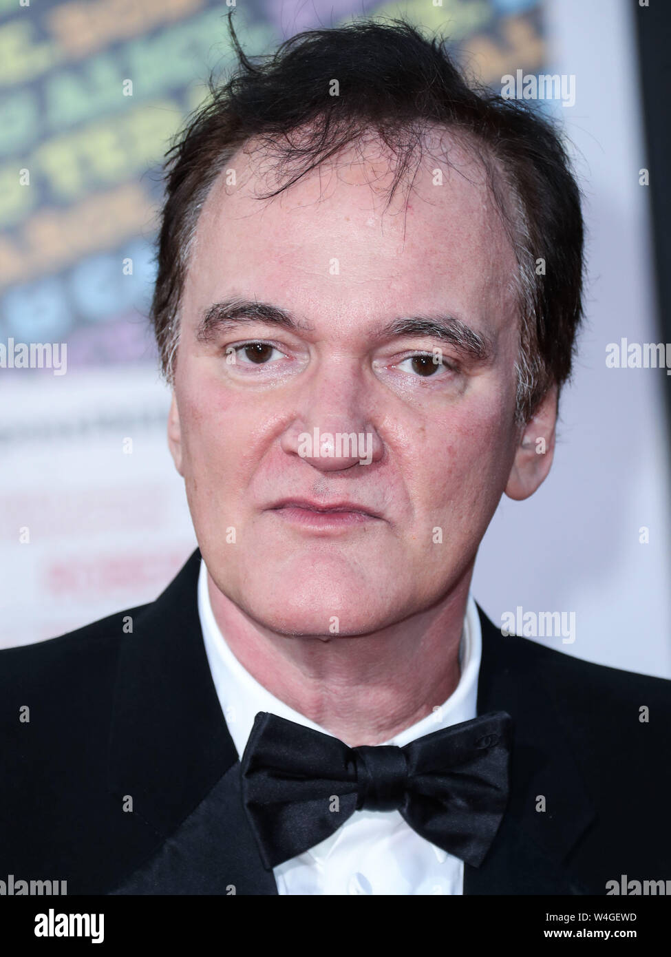 HOLLYWOOD e LOS ANGELES, CALIFORNIA, STATI UNITI D'America - 22 Luglio: Quentin Tarantino arriva alla Premiere mondiale di Sony Pictures' 'Una volta a Hollywood" tenutasi presso la leva TCL Chinese Theatre IMAX sulla luglio 22, 2019 a Hollywood e Los Angeles, California, Stati Uniti. (Foto di Xavier COLLIN/Image Press Agency) Foto Stock