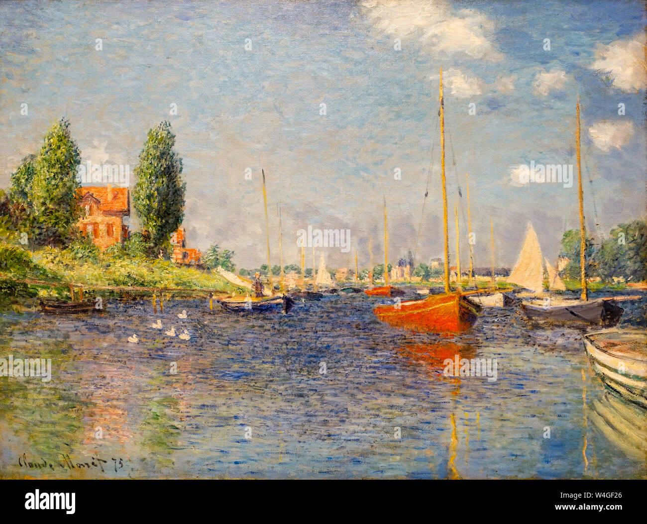 Claude Monet, barche rosse, Argenteuil, pittura impressionista, 1875 Foto Stock