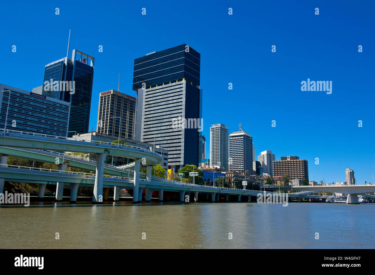 Il centro di Brisbane con Fiume Brisbane, Queensland, Australia Foto Stock