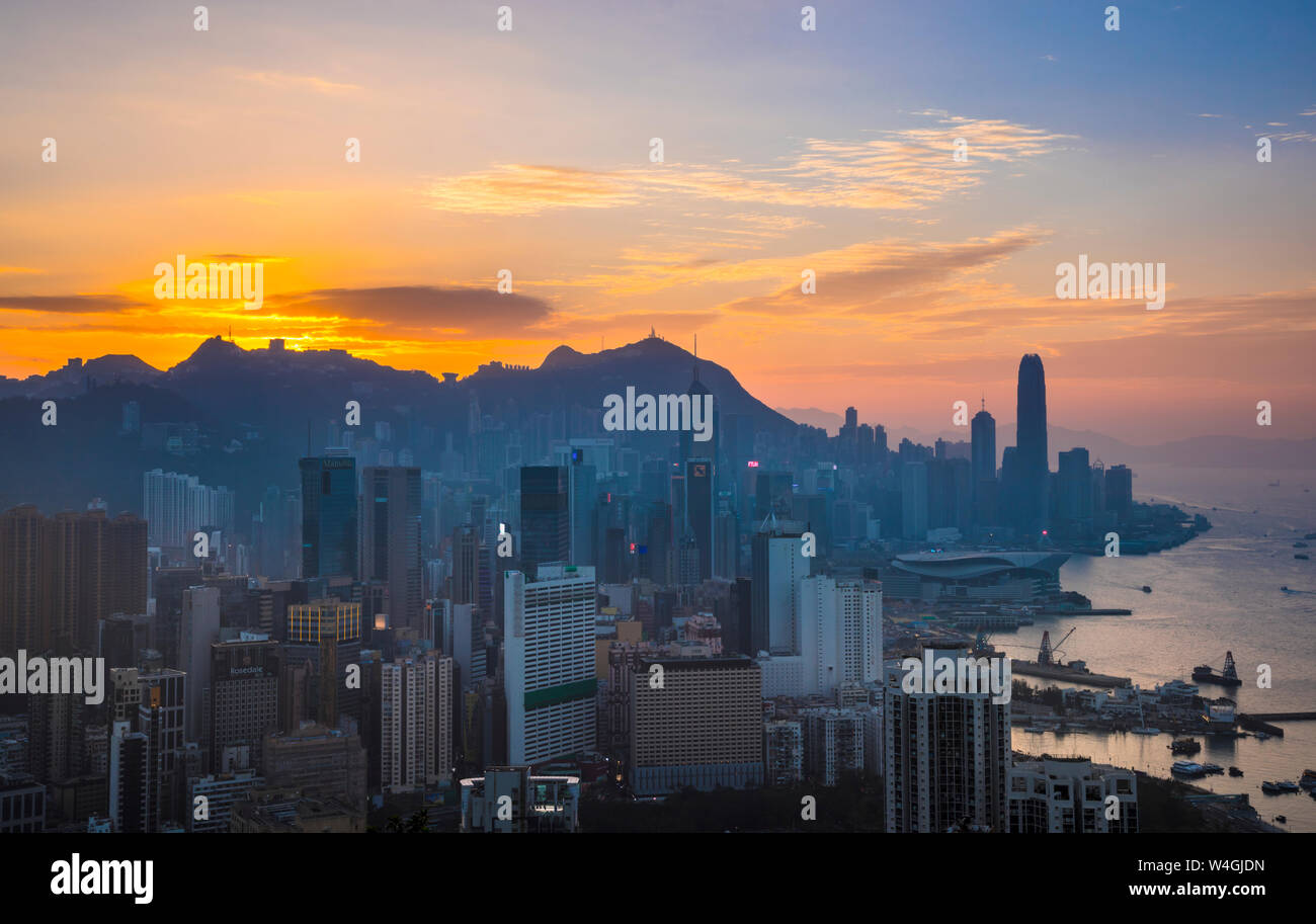 Central skyline di Hong Kong, Hong Kong, Cina Foto Stock