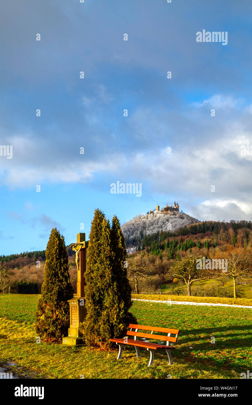 Vista del Castello Hohenzollern, Bisingen, Germania Foto Stock