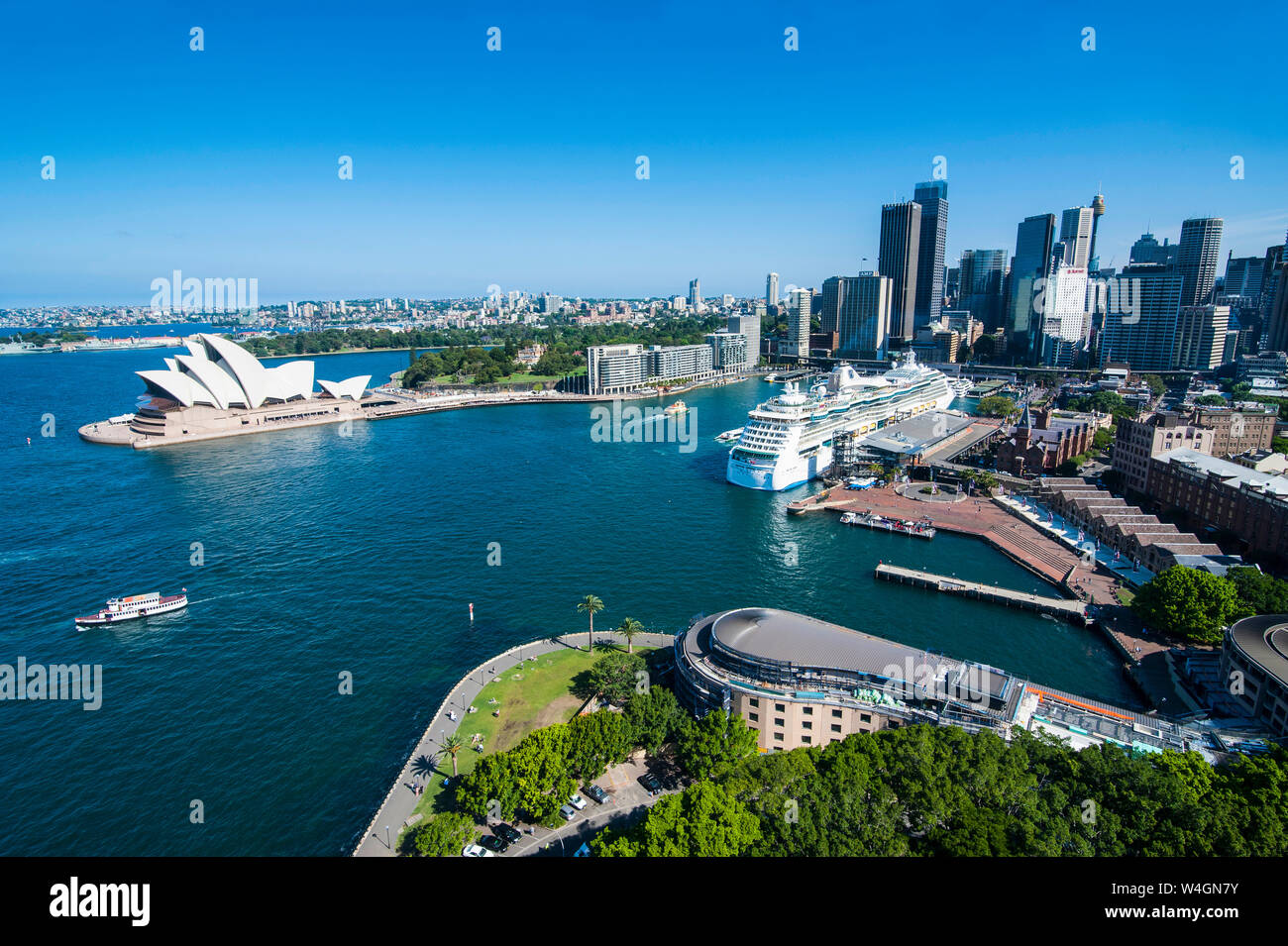 Outlook su con la Sydney Opera House, Nuovo Galles del Sud, Australia Foto Stock