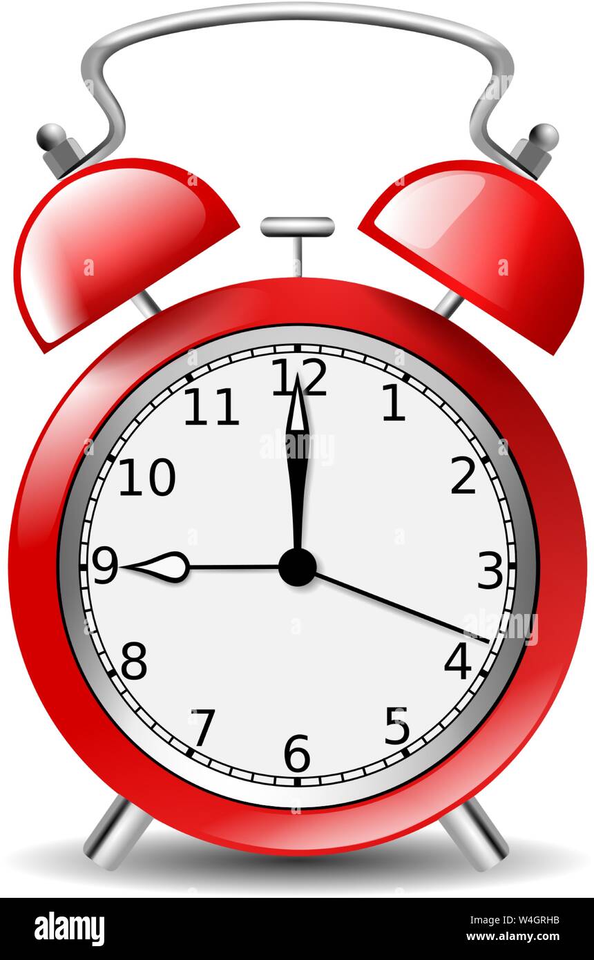 Rosso isolato vintage sveglia illustrazione vettore Illustrazione Vettoriale