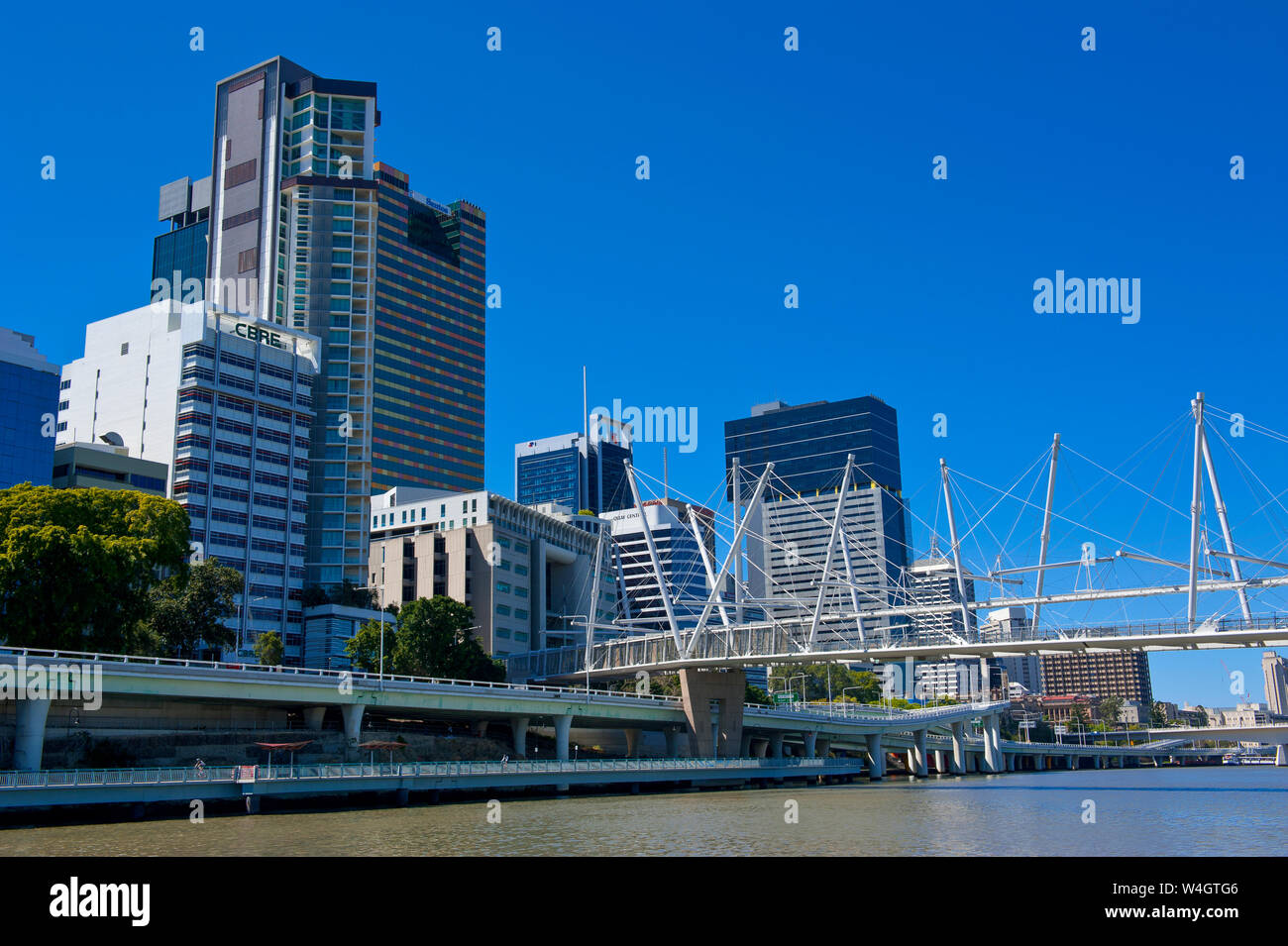 Il centro di Brisbane con Fiume Brisbane, Queensland, Australia Foto Stock