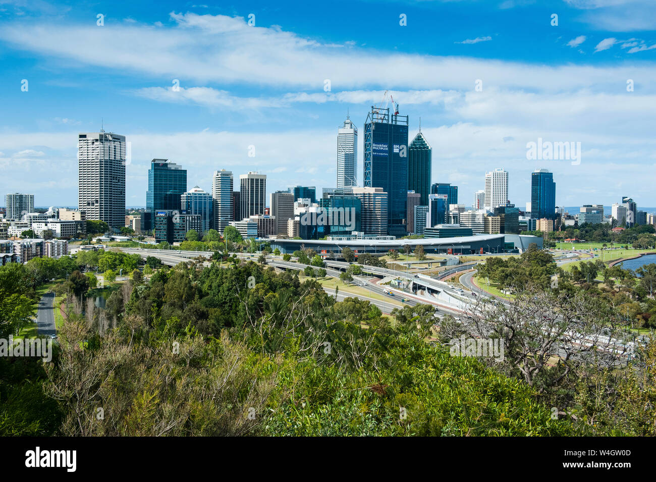 Skyline di Perth, Western Australia Foto Stock