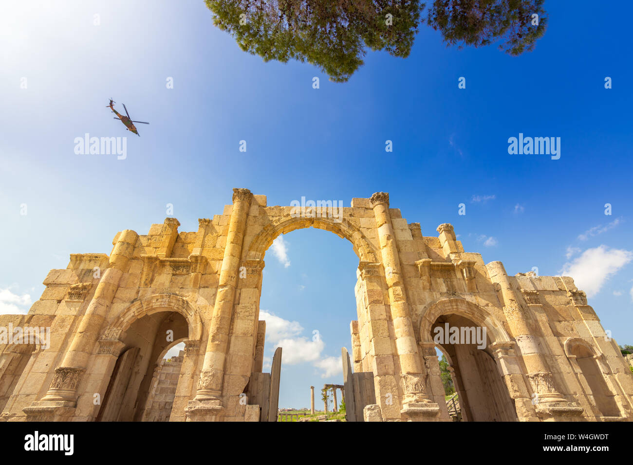 E antiche rovine romane di Jerash (Gerasa), Giordania. Foto Stock