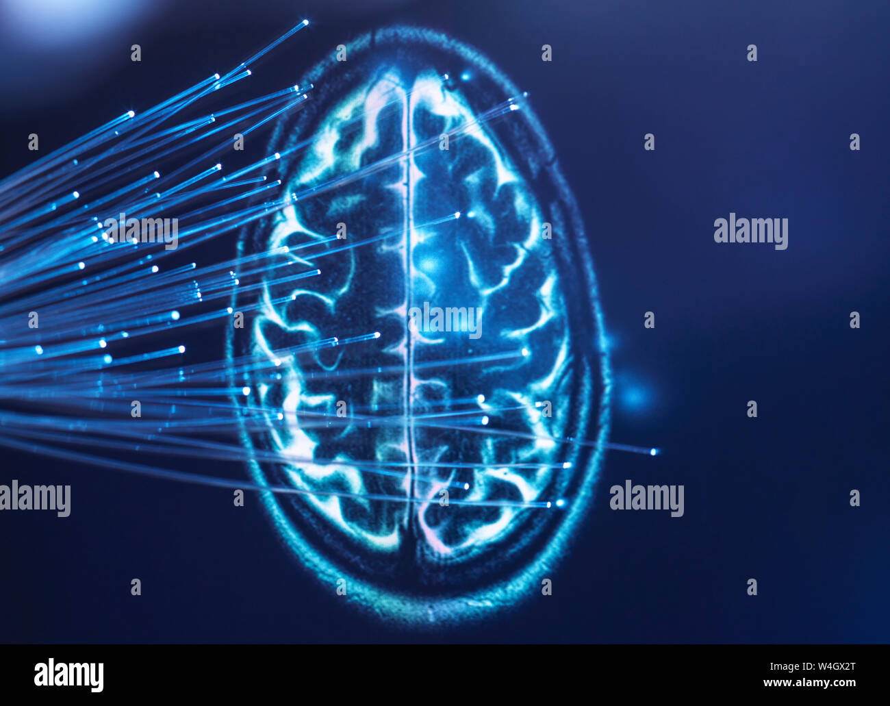 Intelligenza artificiale, la fibra ottica che trasporta i dati passano nel cervello Foto Stock