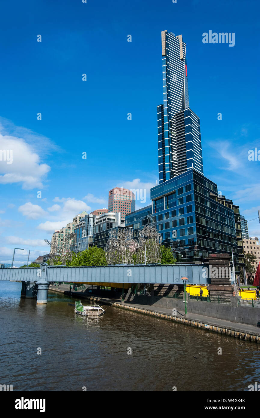 Il cuore di Melbourne sul fiume Yarra, Victoria, Australia Foto Stock