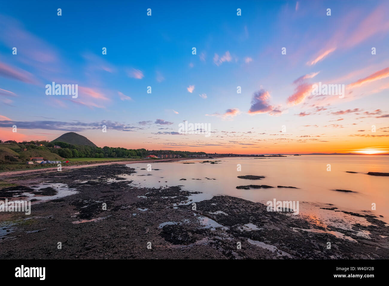 Il tramonto sulla città, North Berwick, East Lothian, Scozia Foto Stock