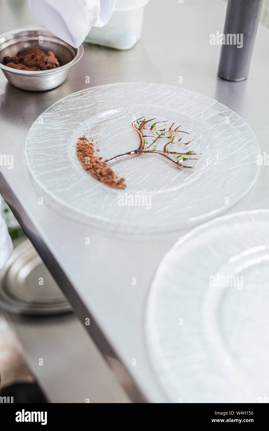 Decorate la piastra di vetro Foto Stock