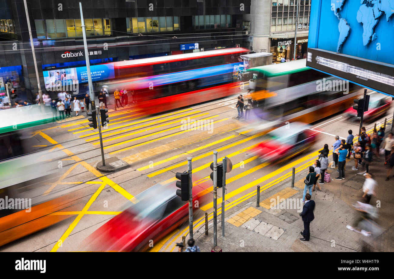 Il traffico in Hong Kong Central, Hong Kong, Cina Foto Stock