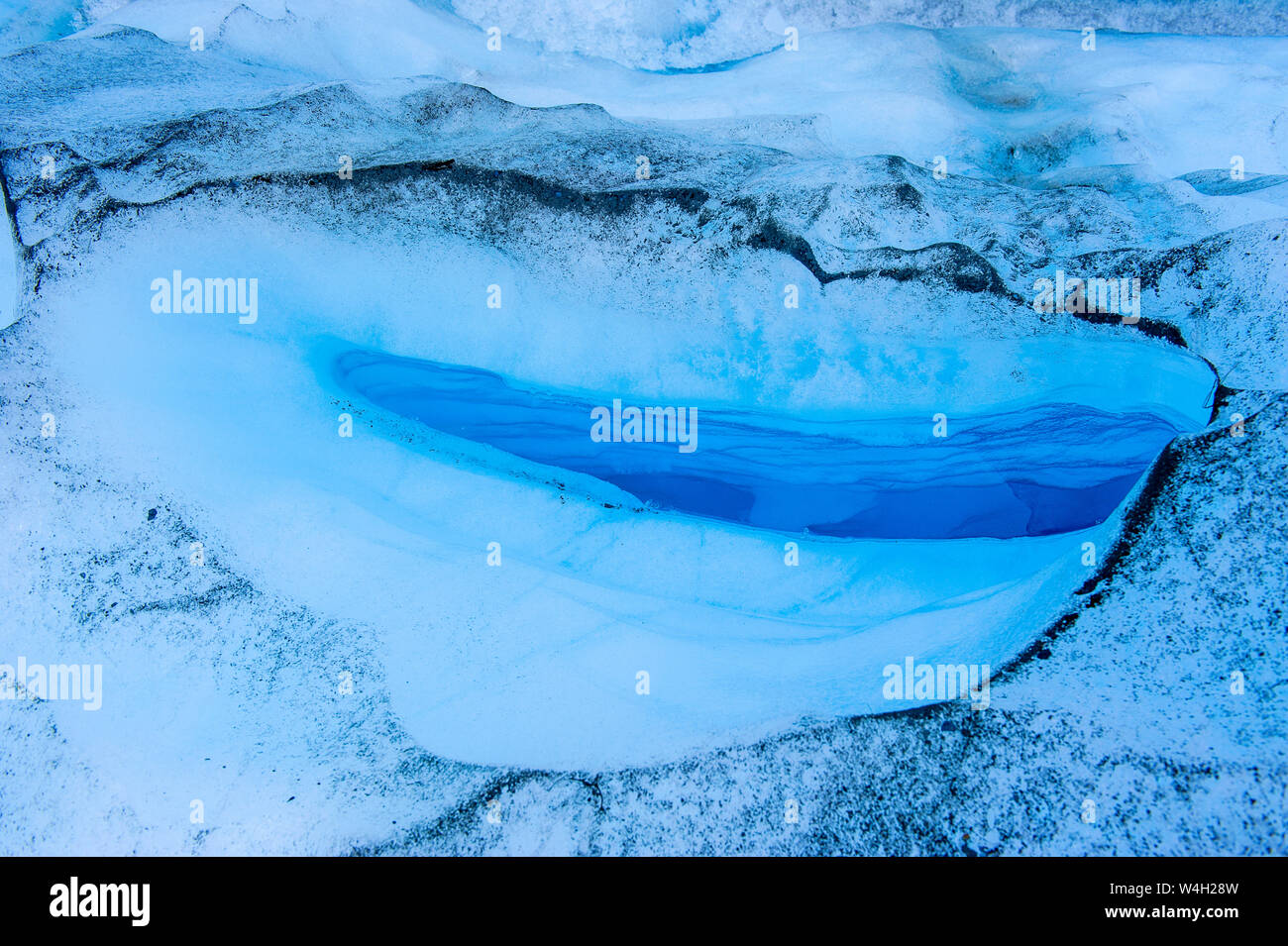 Grande buco nel ghiaccio del ghiacciaio Fox, Isola del Sud, Nuova Zelanda Foto Stock