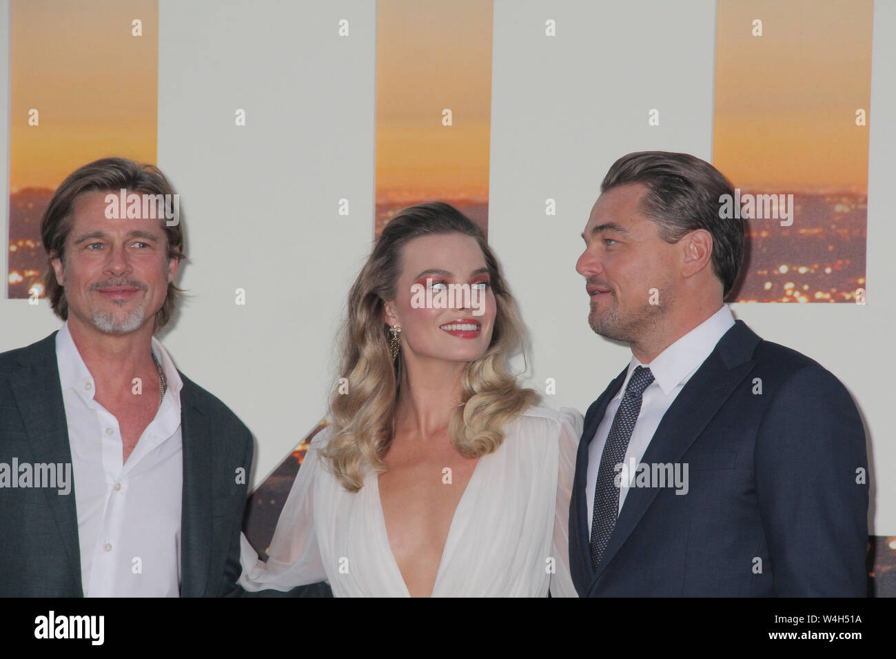 Brad Pitt, Margot Robbie, Leonardo DiCaprio 22/07/2019 Los Angeles Premiere di " una volta a Hollywood" tenutasi presso la leva TCL Chinese Theatre di Los Angeles, CA. Foto di I. Hasegawa / HNW / PictureLux Foto Stock