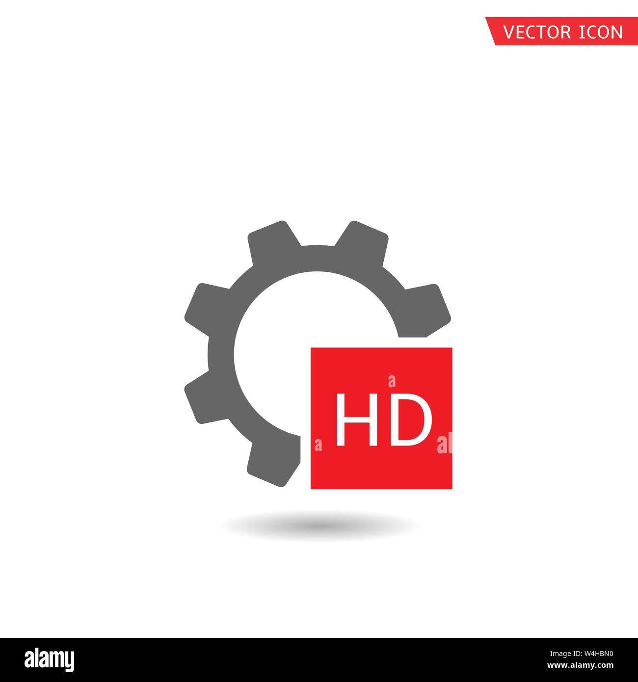 Il formato HD icona. Icona a forma di ingranaggio con segno hd, vettore Illustrazione Vettoriale