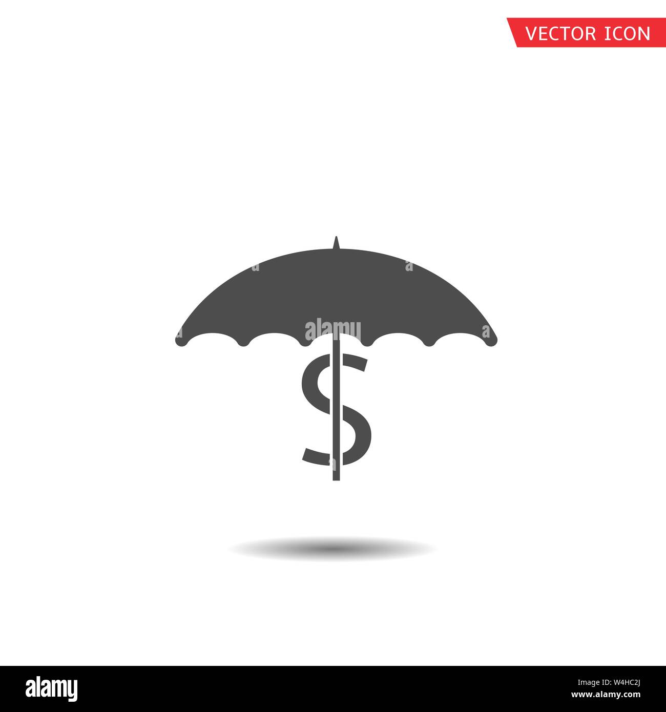 Risparmiare denaro concetto. Ombrello con icona del dollaro Illustrazione Vettoriale