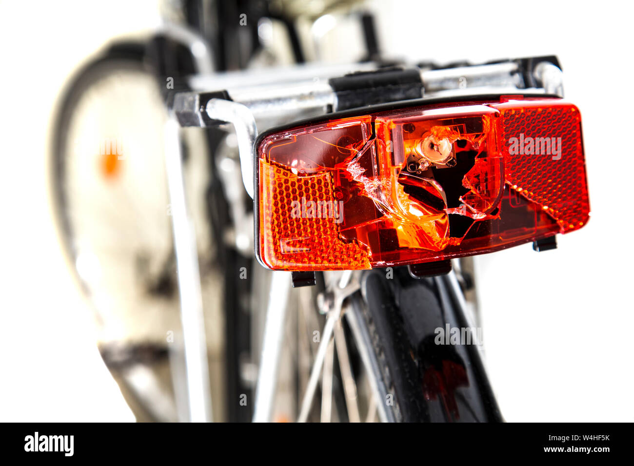 Faro posteriore difettoso su una bicicletta, Foto Stock