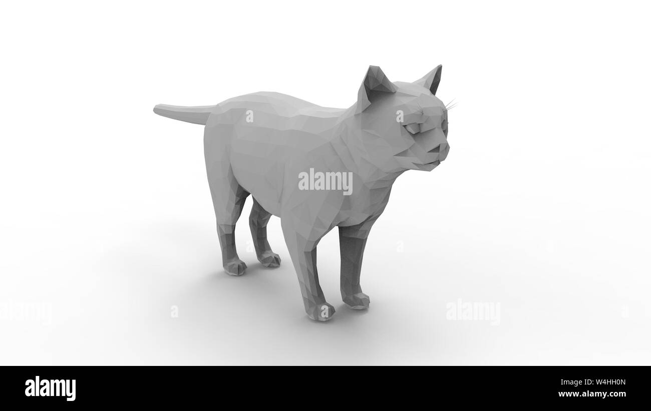 3D rendering di poligonale cat modello di computer isolati in sfondo per studio Foto Stock